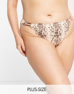 Dorina Curve brazilian bikini bottom in snake print-Multi