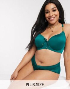 Dorina Curve Filao recycled polyester high waist bikini bottom in green