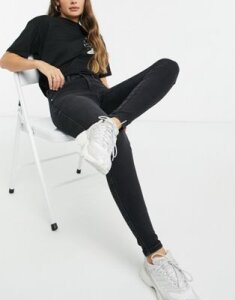 Dr Denim Lexy mid rise second skin super skinny jeans in washed black