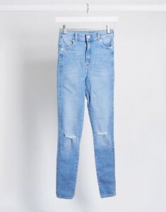 Dr Denim Moxy sky high super skinny jeans with ripped knees-Blue