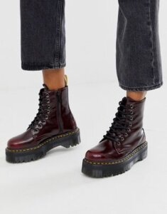 Dr Martens Jadon chunky boots in vegan cherry-Red