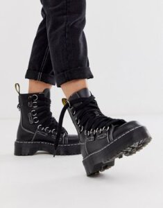 Dr Martens Jadon XL chunky wide lace leather ankle boots in black