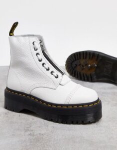 Dr Martens Sinclair flatform zip leather boots in white