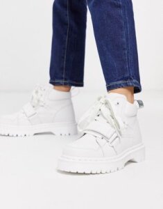 Dr Martens Zuma with buckle strap flat ankle boots in white