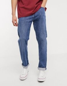 Edwin ED45 tapered fit jeans in washed blue denim