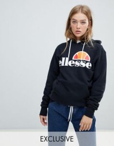 Ellesse boyfriend hoodie with chest logo-Black