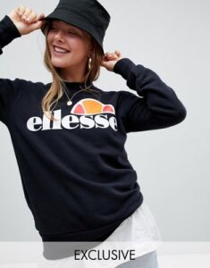 Ellesse boyfriend sweatshirt with chest logo-Black