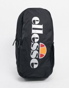 ellesse large crossbody bag with reflective logo in black