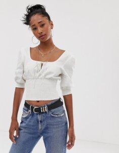 Emory Park milkmaid top with gathering-White