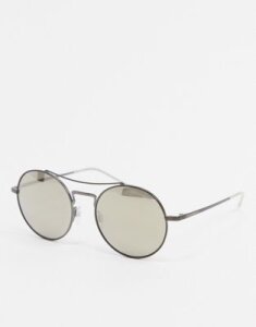 Emporio Armani aviator sunglasses in light brown with mirror lens