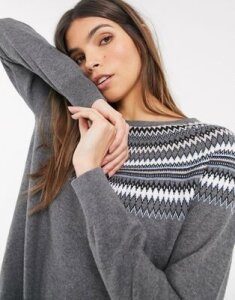 Esprit fairisle round neck sweater in gray