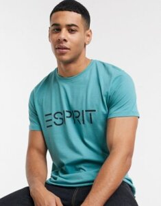 Esprit logo t-shirt in turquoise-Green