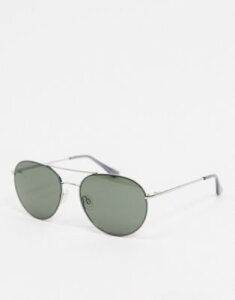 Esprit round sunglasses in black-Green