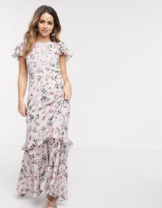 Ever New ruffle detail maxi in meadow print-Multi