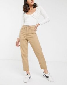 FAE high waisted mom jeans in beige-Brown