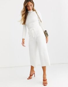 Fashion Union knitted wide leg pants two-piece-Cream