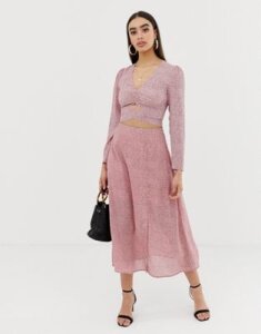 Fashion Union midi skirt in spot-Pink