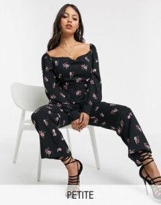 Fashion Union Petite jumpsuit in black floral