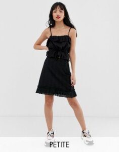Fashion Union Petite mini broderie skirt-Black
