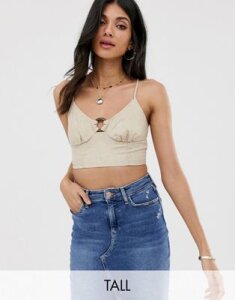 Fashion Union Tall cami bralette with ring detail-Beige