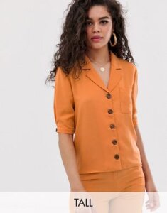 Fashion Union Tall short sleeved blouse two-piece-Orange