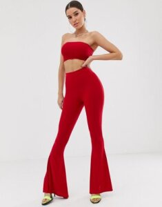 Fashionkilla flared pants in red