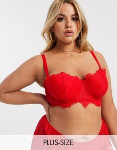Figleaves Curve Adore longline lace multiway bra in red