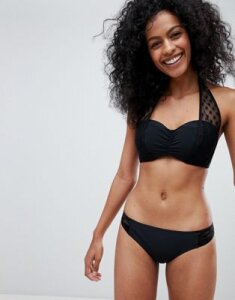Figleaves Icon Spot Mesh bikini bottom-Black