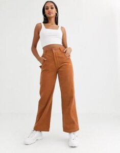 Fila tailored pants with logo in cord-Brown