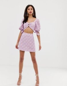 Finders Keepers nostalgia two-piece check skirt-Purple