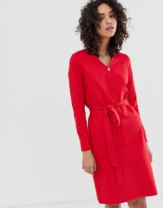 Finery Elm belted dress-Red