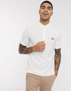 Fred Perry button down polo shirt in white