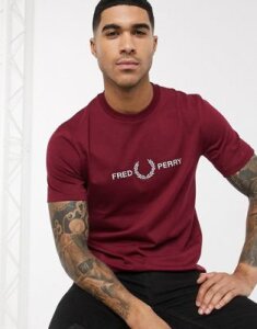 Fred Perry graphic embroidered t-shirt in red