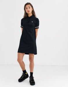 Fred Perry metallic twin tipped polo dress-Black