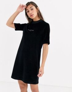 Fred Perry velour embroidered dress-Black