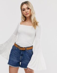 Free People babetown tiered flare sleeve top-White