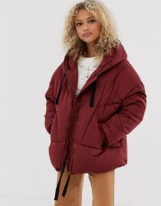 Free People Hailey padded hooded jacket-Red