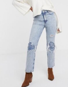 Free People My Own Lane ripped knee bootcut jeans-Navy