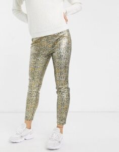 Free People Rio printed faux leather pants-Gold