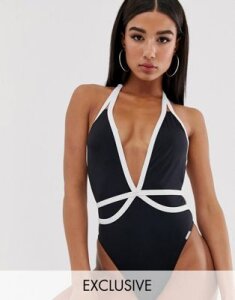 Free Society Exclusive swimsuit in monochrome-Black