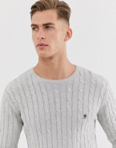 French Connection 100% cotton logo cable knit sweater-Gray