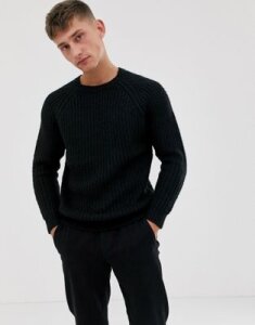 French Connection chunky twist yarn crew neck sweater-Black