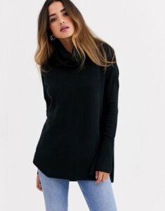 French Connection cowl neck step hem sweater-Black
