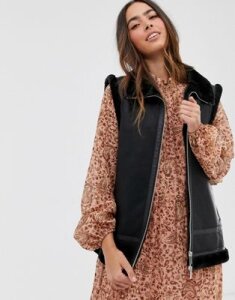 French Connection faux shearling vest-Black