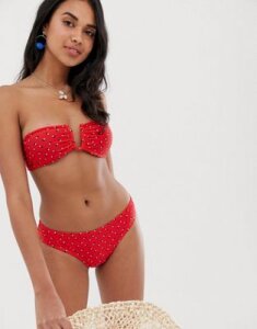 French Connection Fleur spot bikini top-Red
