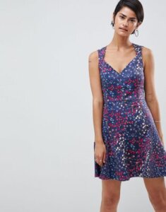 French Connection Frances Printed Skater Dress-Navy