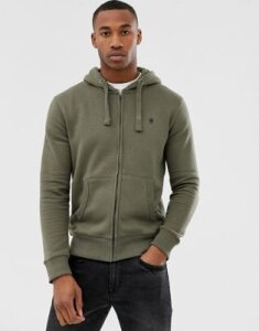 French Connection logo zip through hoodie-Green