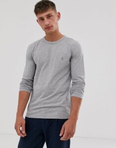 French Connection long sleeve plain crew neck logo top-Gray