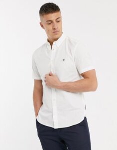 French Connection oxford shirt with short sleeve in white
