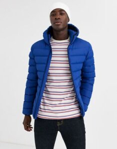 French Connection padded hooded zip through jacket-Blue